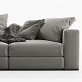 Gray Sectional Sofa With Multiple Cushions And Throw Blanket Modern Design 3d model