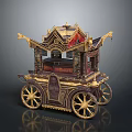 Ancient Ornate Carriage With Golden Decorations Traditional Style Multi Layered Structure And Large Wheels