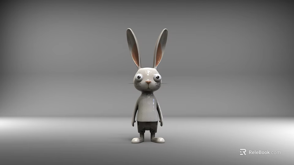 3D Rabbit Sculpture With Long Ears Big Eyes And Standing Pose Design 3d model 