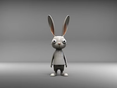 3D Rabbit Sculpture With Long Ears Big Eyes And Standing Pose Design 3d model