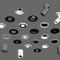 Various Types of Recessed Downlights and Spotlights for Ceiling Mounted Indoor Lighting