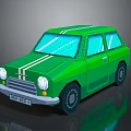 Green Pixel Art Car with White Stripes and Reflective Retro Design Features