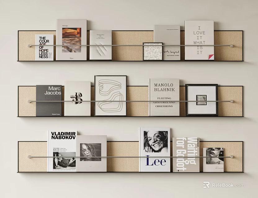 Books and Magazines Wall Display With Various Cover Designs and Artistic Layouts 3d model 