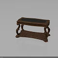 Classic Wooden Console Table Design With Carved Curved Legs And Dark Smooth Top