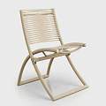 Modern Woven Single Chair With Beige Rattan And Sleek Foldable Frame Design