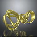 Decorative Golden Intertwined Metal Rings With Textured Surfaces And Shiny Finish