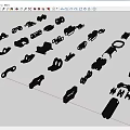 Hard surface mechanical parts combination of mechanical parts 3d model