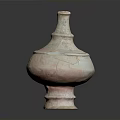 Antique Clay Sculpture Carving With Round Body Crackled Texture And Layered Neck