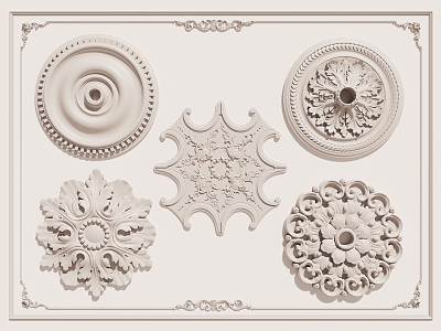 European-style lamp panel gypsum carved lamp panel 3d model