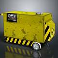 Yellow Portable Industrial Generator With Control Panel Warning Stripes And Wheels 3d model