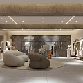 Modern Clothing Store Interior Design With Comfortable Sofa And Clothing Racks