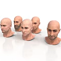 Male Bald Head 3D Models Displayed From Multiple Angles With Realistic Facial Features
