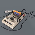 Vintage Retro Gaming Console With Game Cartridge Controller And Wired Cables 3d model