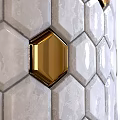 Modern Hexagonal Floor Tiles With Gold Accents And Patterned Design For Interior Decor 3d model