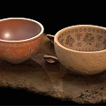 Traditional Carved Pattern Tableware Set With Ceramic Bowls And Small Square Coasters