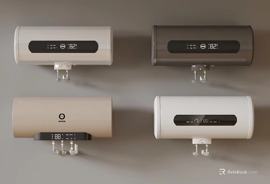 Wall Mounted Electric Water Heaters With Digital Display In Various Colors For Home Use 3d model 