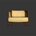Elegant Single Sofa With Wooden Frame And Beige Cushion Design