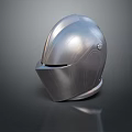 Sleek Silver Weapon Helmet With Smooth Reflective Surface On Dark Background 3d model