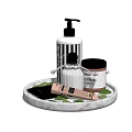Bathroom Accessories Set With Marble Tray Soap Dispenser Fragrance Bottle And Small Jar