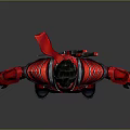 Futuristic Armored Character With Red Black Armor And Twin Swords On Back