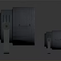 Black Round Lamps With Stands And White Light Panels For Lighting