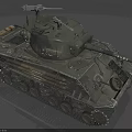 Vintage Military Tank Featuring Large Cannon Heavy Tracks and Weathered Camouflage Paint