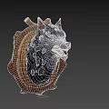 Fierce Wolf Head Wall Decor with Wooden Frame for Home Decoration