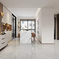 Modern Open Concept Living and Dining Room Interior With Sofa TV Coffee Table And Large Window
