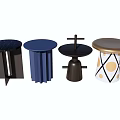 Stylish Side Tables With Various Designs Including Black Blue And White Patterns 3d model