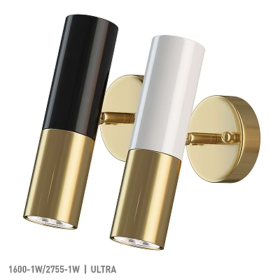 Modern Black And White Wall Sconce With Gold Accent Lighting Fixture Design 3d model