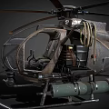 U.S. Army Military Helicopter With Detailed Interior Seats Ropes And Machine Gun