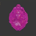 Decorative Bronze Tone Metal Pendant With Intricate Floral Design And Female Face Carving