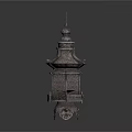 Traditional Chinese Lantern With Intricate Carved Patterns And Pagoda Style Top
