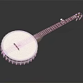 Acoustic Banjo String Musical Instrument With Wooden Neck White Resonator And Metal Parts