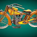 Vintage Orange Motorcycle With Classic Design Retro Engine Chrome Details And Spoked Wheels