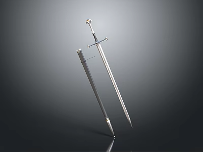Medieval Metal Sword With Decorative Hilt And Sharp Polished Blade Design 3d model