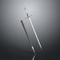 Medieval Metal Sword With Decorative Hilt And Sharp Polished Blade Design