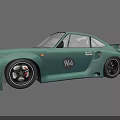 Teal Porsche 964 Modified Widebody Sports Car With Racing Style Wheels And Aerodynamic Design