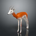 3D Orange and White Antelope Figure in Standing Stance on Dark Reflective Ground