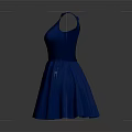 Stylish Blue Sleeveless Dress With Back Cutout And Pleated Skirt Design