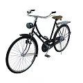 Vintage Black Bicycle with Silver Handlebar Brown Seat Front Light and Rear Rack