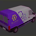 White And Purple Delivery Van With Yellow Logo And Purple Geometric Patterns Exterior Design
