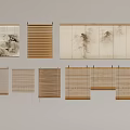 Natural Bamboo Blinds With Various Styles And Decorative Patterns For Windows 3d model