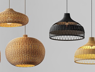 Quiet Wind Chandelier Rattan Chandelier Restaurant Chandelier Art Chandelier Bamboo Chandelier 3d model