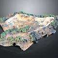 Scenic Natural Landscape Model With Hilly Terrain And Lush Green Vegetation