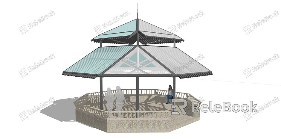 Modern Pavilion Glass Landscape Pavilion model