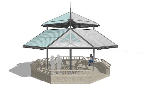 Modern Pavilion Glass Landscape Pavilion 3d model