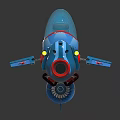 Blue Sci Fi Mechanical Vehicle Featuring Transparent Cockpit Red Details And Tracks