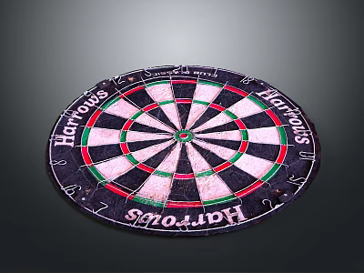 Harrows Dartboard With Colorful Concentric Circles And Numbered Sections For Home Use 3d model