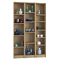 Multi Colored Decorative Cabinets With Shelves Holding Vases Bowls And Home Decor Items